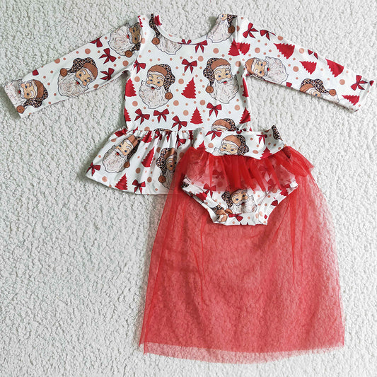 New Fashion Toddler Girls Clothes Bummies Outfits Santa Claus Print Kids Outfits GLD0092