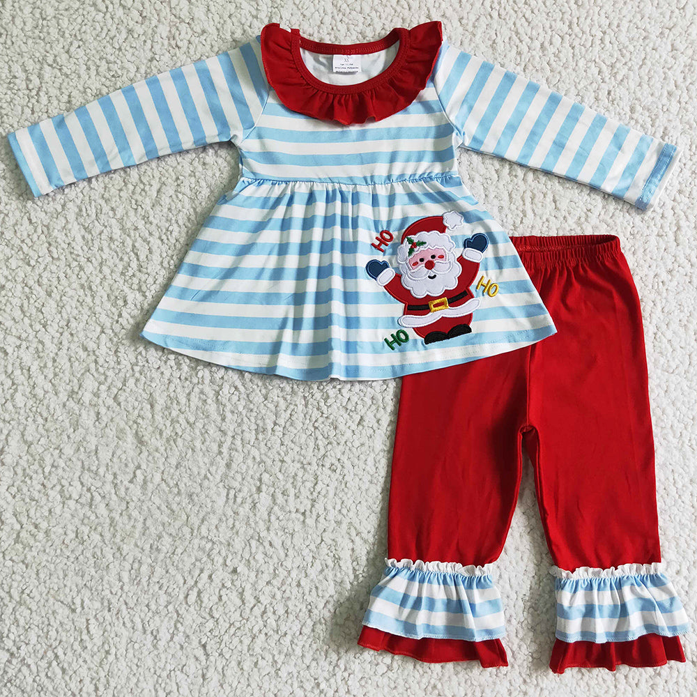 Santa Claus Embroidery Infant Baby Romper Christmas Boutique Girls Clothing LR0120