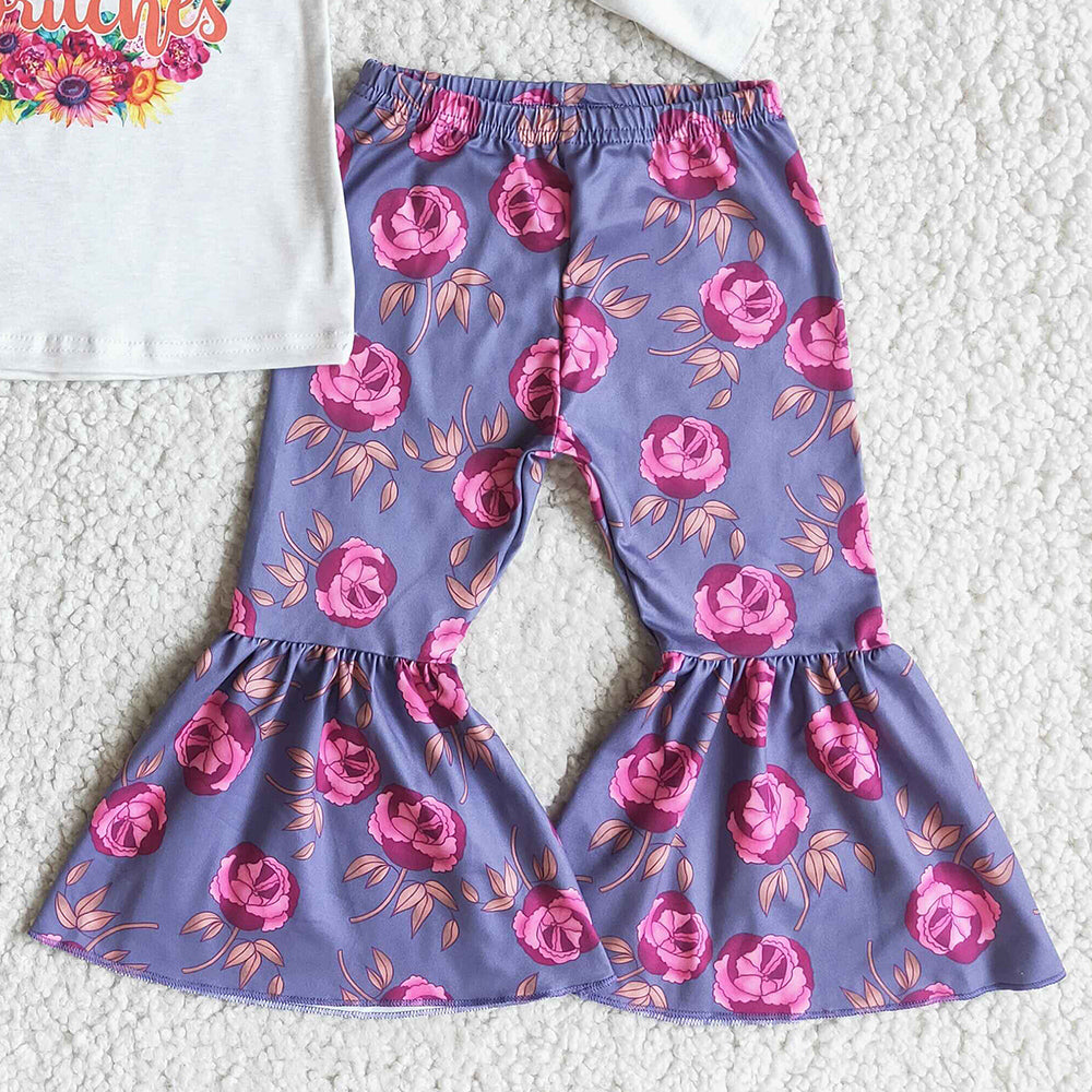 Boutique Baby Girls Clothes Sassy Fashion Kids Clothing Girls Bell Bottom Pants Outfits 6 A0-11