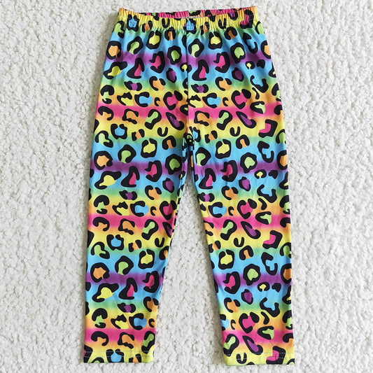 Fashion Girls Long Pants Colorful Leopard Print Pant P0015