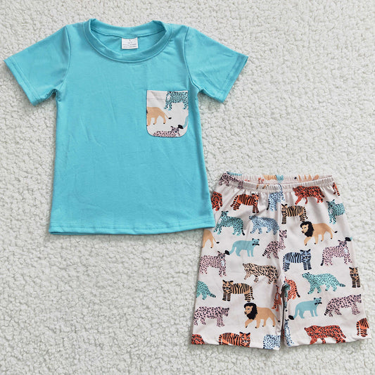 Wholesale Baby Boy Clothes Tiger Print Cute Boys Summer Outfits BSSO0119