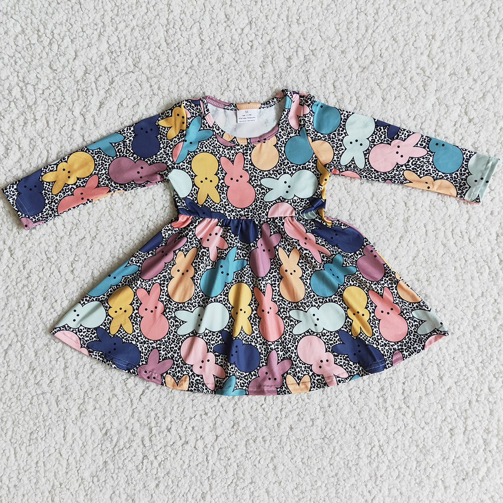 Baby Girl Dress Bunny Print Easter Cute Girls Dresses 6 A28-20