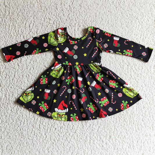 Boutique Baby Girl Dress Long Sleeve Christmas Girls Clothes Dresses GLD0101