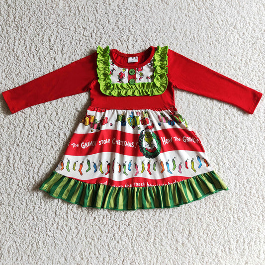 Christmas Toddler Girls Dress Long Sleeve Boutique Baby Girl Dresses GLD0097