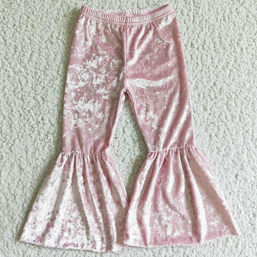 Cute Baby Girls Velvet Bell Bottoms Pants Pink A6-5