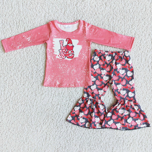 Love Boutique Baby Girls Clothes Valentine's Day Girls Bell Bottoms Set 6 B10-2