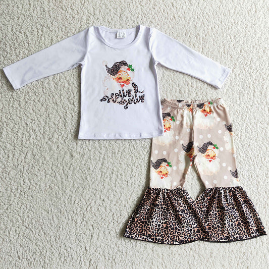 Boutique Baby Girl Clothes Christmas Long Sleeve Bell Bottom Outfits 6 A14-13