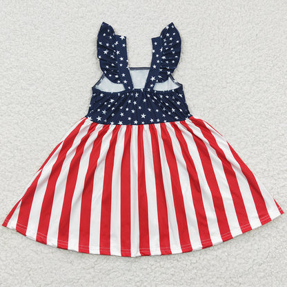 Baby Girls Dress 4th of July Star Stripe Knee Length Dresses GSD0289