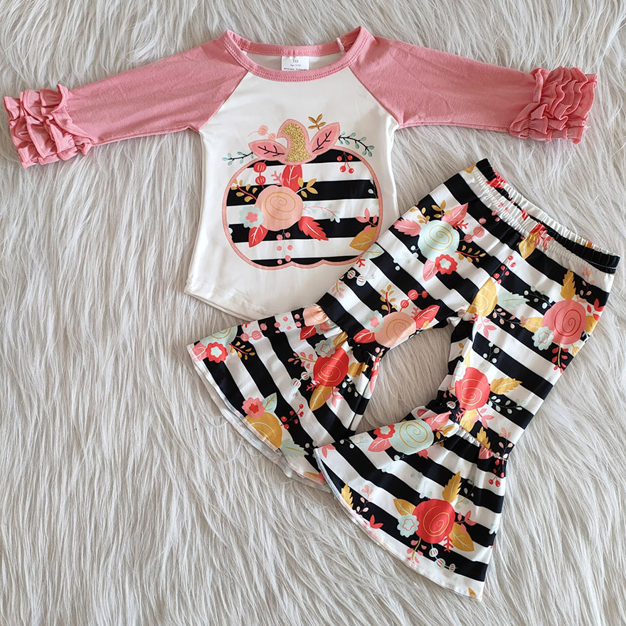 Cute Baby Girls Clothes Pumpkin Thanksgiving Day Girls Clothes Boutique Fall Outfits 6 A4-15