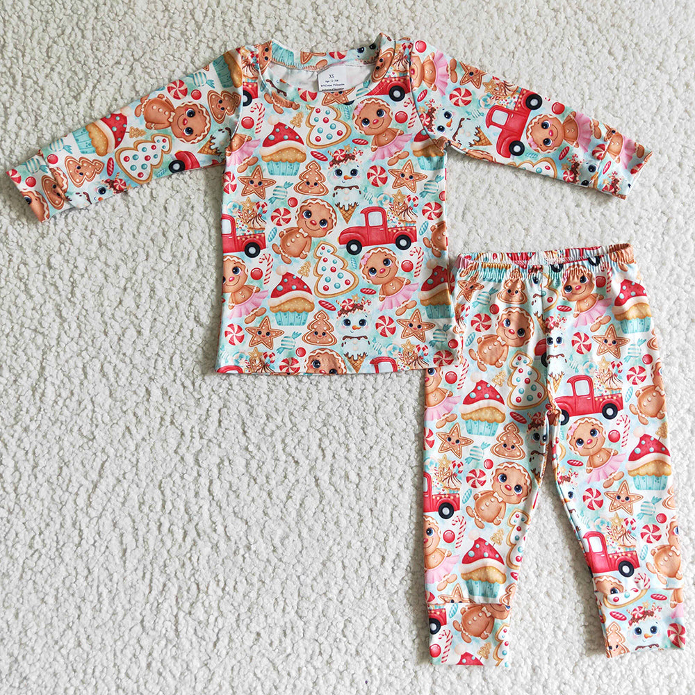 Christmas Boys Girls Pajamas Gingerbread Print Cute Boys Nightwear BLP0092