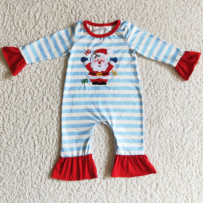 Santa Claus Embroidery Infant Baby Romper Christmas Boutique Girls Clothing LR0120