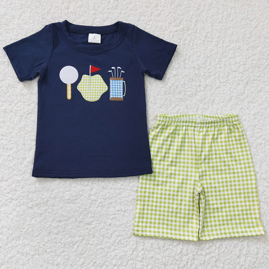 Boutique Boys Clothing Summer Cotton Embroidery Short Sleeve Shorts Set BSSO0135