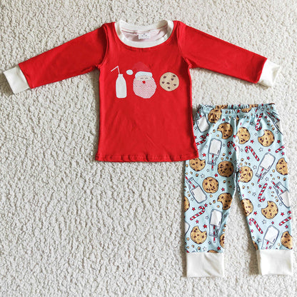 Christmas Boys Clothing Set Boutique Santa Claus Print Kids Outfits GLP0281 BLP0104