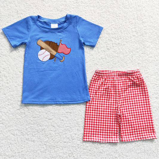 RTS Wholesale Baby Boys Clothes Embroidery Summer Boutique Boys Short Sets BSSO0134