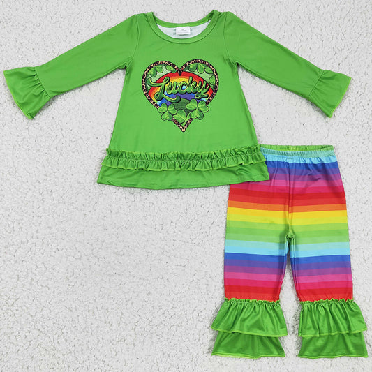 St. Patrick's Day Girls Clothing Set Lucky Baby Girls Clothes Outfits Green GLP0364