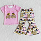 RTS Baby Girls Clothes Spring Short Sleeve Top Bell Bottom Pants Boutique Kids Clothes Sets Wholesale Children Clothing Outfits E10-26