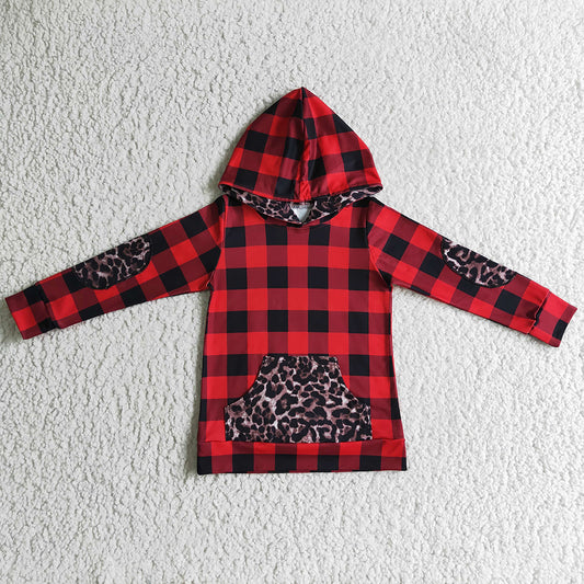 Boutique Boys Clothes Hoodie Top Red and Black Plaid Fashion Baby Boy Hooded Top BT0048