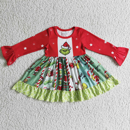 Boutique Christmas Baby Girls Dress Long Sleeve Girls Twirl Dresses GLD0099