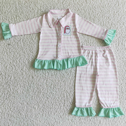 Boutique Girls Dress Sleepwear Christmas Baby Girls Nightgown Santa Claus Embroidery Clothing GLP0134 GLD0069