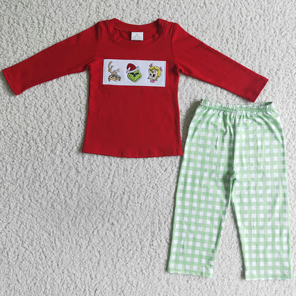 Christmas Baby Girls Clothing Set Embroidery Boutique Kids Outfits GLP0033