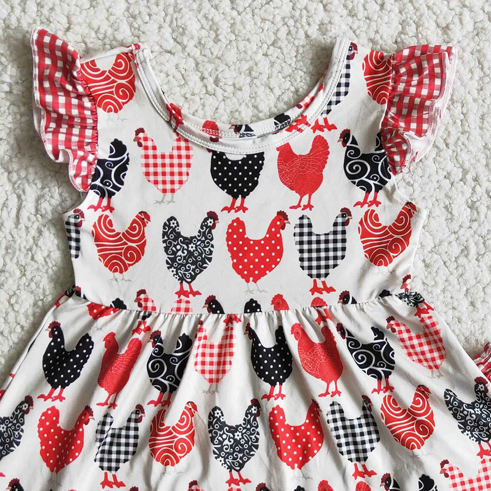 Hot Sale Kids Designer Clothes Girls Outfits Chicken Cute Girls Boutique Clothing Toddler Outfits A3-22