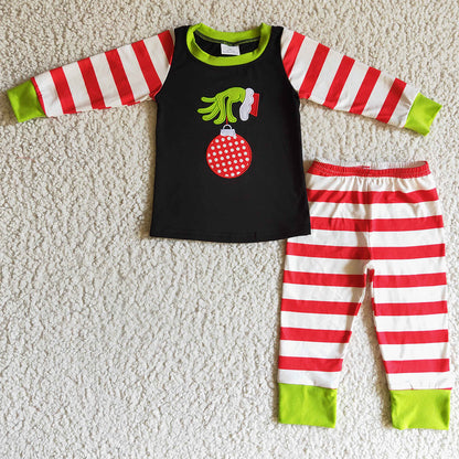 Boutique Christmas Kids Girls Pajamas Embroidery Clothes Sleepwear GLP0284 11.19