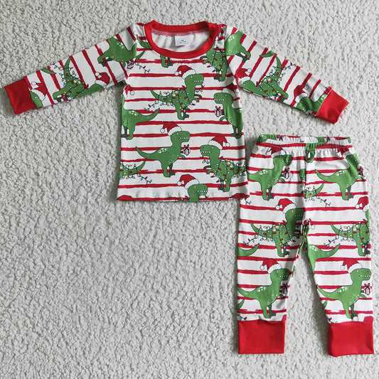 Boutique Kids Pajamas Dinosaur Print Boys Christmas Sleepwear Nightwear BLP0110