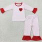 Valentine's Day Girls Pajamas Love Embroidery Boutique Baby Girls Sleepwear Set GLP0383 BLP0149