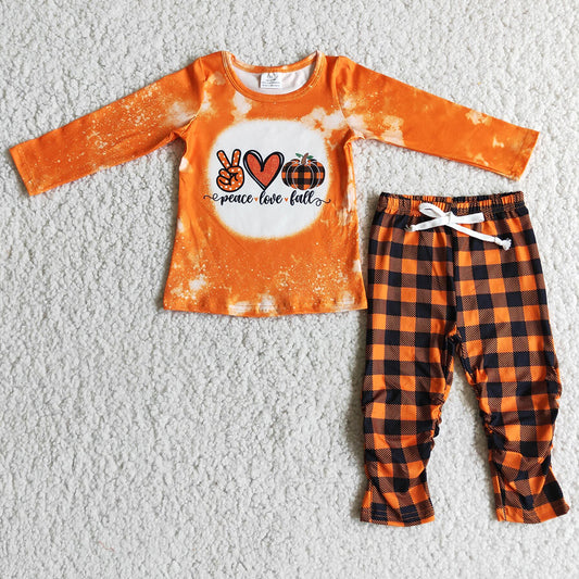 New Design Toddler Girl Clothes Set Pumpkin Print Boutique Baby Girls Clothes 6 A9-27