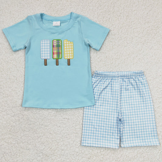 Boutique Boys Clothing Summer Embroidery Baby Boys Clothes Girls Set BSSO0129 GSSO0157