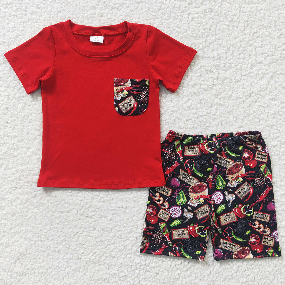 Lobster Print Cute Girls Clothing Spring Summer Kids Sibling Outfits GSSO0169