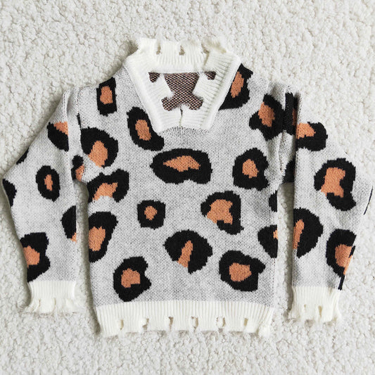 Fashion Girls Leopard Sweater Boutique Toddler Girl Sweaters 6 B5-3