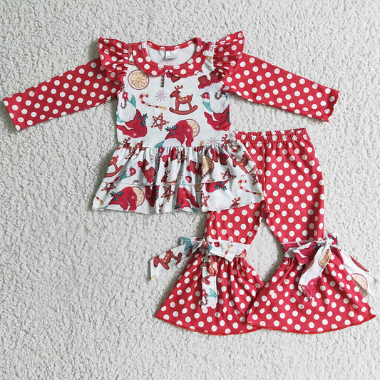 Boutique Girls Clothing Red Christmas Kids OutfitsGLP0269