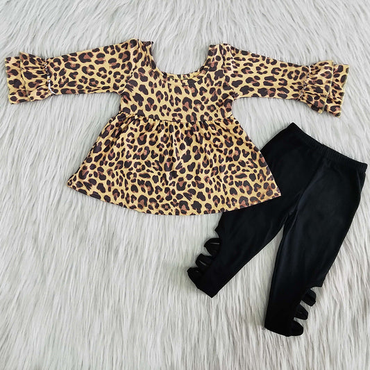 Fashion Baby Girls Clothes Leopard Boutique Girls Clothing Fall Outfits Wholesale 6 B6-40