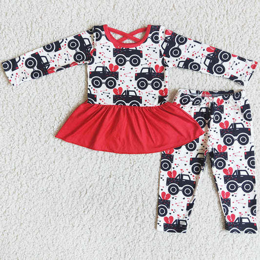 Hot Sale Baby Girls Clothes Valentine's Day Car with Love Boutique Girls Outfits 6 B12-9