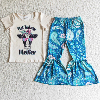 RTS Baby Girl Clothes Short Sleeve Kid Clothes Girls Bell Pants Sets Boutique Girls Clothing E4-19