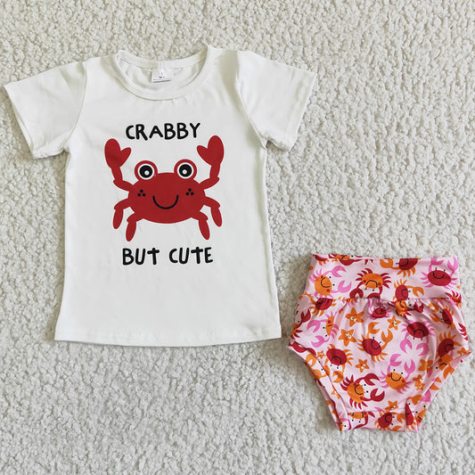 Fashion Infant Baby Girl Clothes Bummie Sets Cute Crabby Girls Clothes Bummies Outfits B9-24