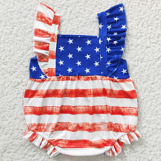 Boutique Infant Baby Girls Romper 4th Of July Star Summer Bubble Rompers SR0326