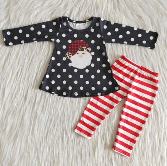 Toddler Girls Clothes Set Santa Claus Print Cute Christmas Baby Girls Clothes Tunic Top Pants Set Wholesale Kids Clothing 6 B7-1