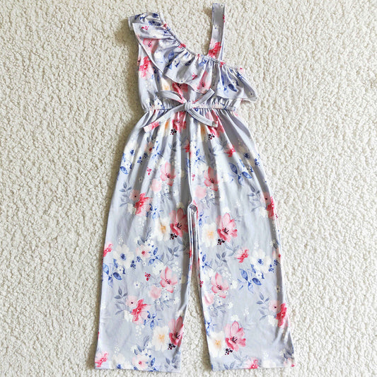 Hot Sale Kids Clothes Girls Jumpsuit Suspenders Baby Girl Rompers Flower Print Cute Toddler Girls Jumpsuit SR0008