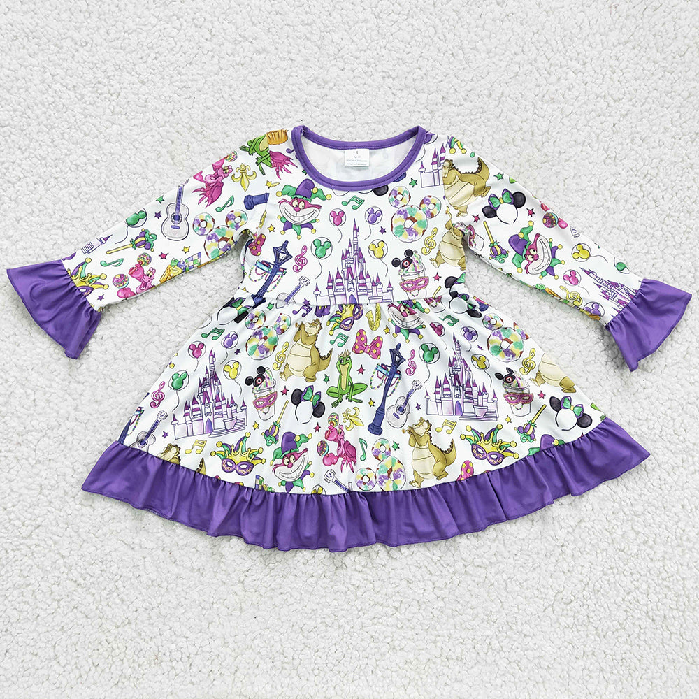 Mardi Gras Baby Girls Dress Long Sleeve Cute Girls Twirl Dresses GLD0180