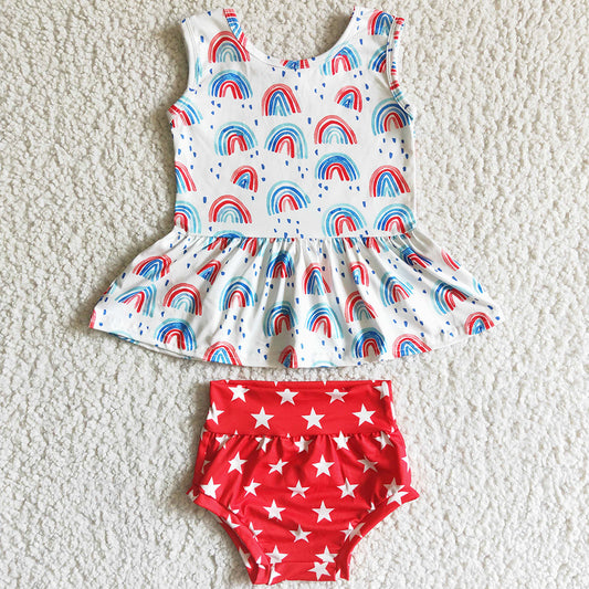 Hot Sale Kids Designer Clothes Girls Bummie Set Summer Newborn Baby Girl Clothes Boutique Bummies Outfits Wholesale Kid Clothing GBO0014