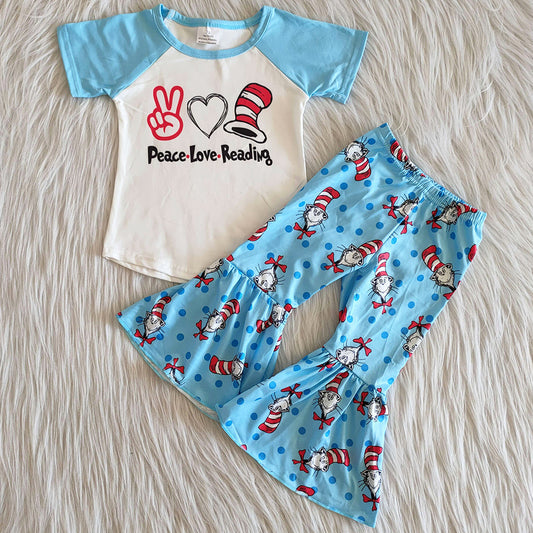 Baby Girl Clothes Short Sleeve Bell Pants Cartoon Fashion Toddler Girls Clothes Spring Cute Kids Baby Outfits Wholesale D2-12