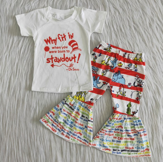 Kid Clothes Girls Bell Bottom Outfit Cartoon Fashion Toddler Baby Girl Clothes C1-9