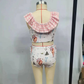 Baby Girls Swimsuit Western Horse Ruffle Two Pieces Swimsuits S0117