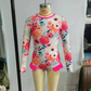 Baby Girls Swimsuits Pink Flowers Long Sleeve One Pieces Swimsuit S0083