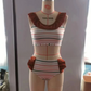 Baby Girls Swimsuit Stripe Ruffle Two Pieces Swimsuits S0082