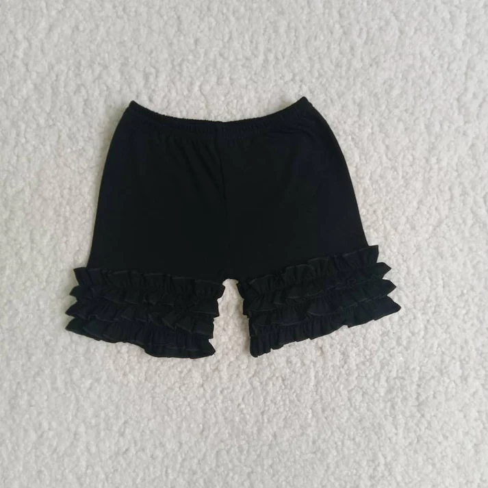 Boutique Girls Summer Black icing ruffle shorts A16-3