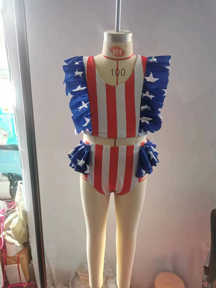 Baby Girls Swimsuit 4th Of July Tow Pieces Swimsuits S0090